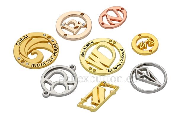 Custom metal tags for bags and accessories